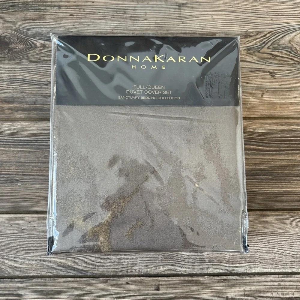 Donna Karan Home Sanctuary Queen Duvet Set Cover + 2 Standard Shams Mink New